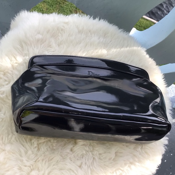 Christian Dior Parfums Black High Shine Faux Leather Clutch - Picture 10 of 11
